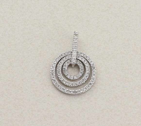Unbranded Jewelry - Pendant Only Sterling Silver Cubic Zirconia Circle Pendant Sparkly 1 1/4" x 7/8"